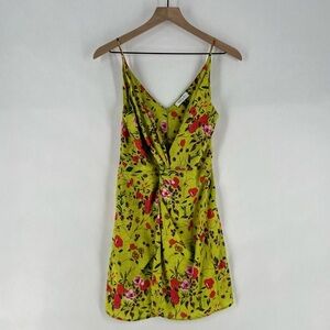 DELFI Collective Silk Floral Twisted Front Plunging V Neck Faux Wrap Mini Dress‎